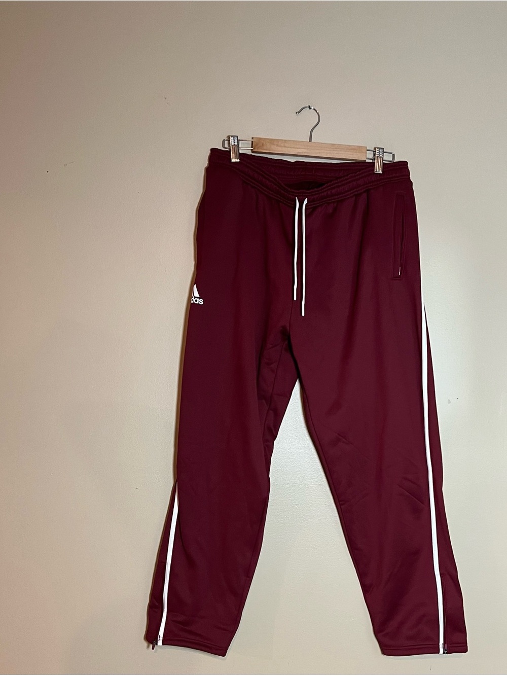 Adidas Sla K Firebird Track Pants Unisex Size L Maroon/White IW7627 NWT